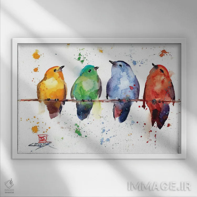 تابلو پرندگان اصلی اثر باور کراوزر - نمای قابدار سفید