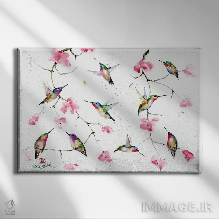 تابلو دیدار مرغهای مگسخوار اثر باور کراوزر - نمای روبهرو روی دیوار