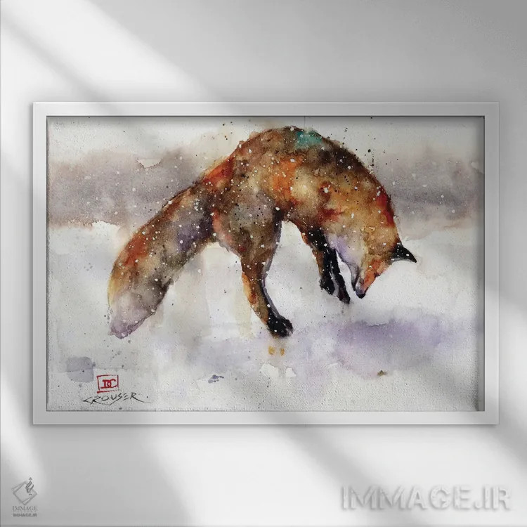 تابلو روباه جهنده اثر باور کراوزر - نمای قابدار سفید