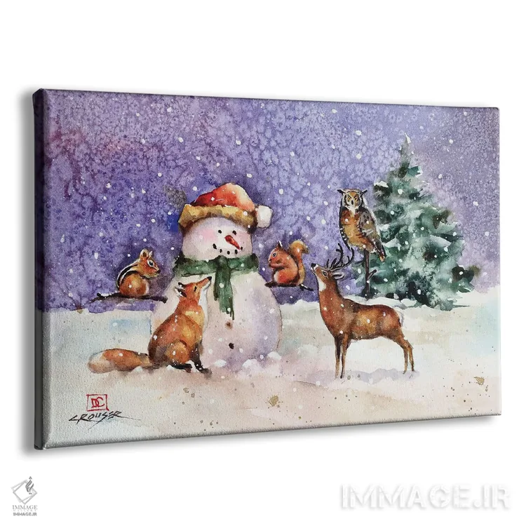 تابلو آدمبرفی و موجودات جنگلی اثر باور کراوزر - نمای پرسپکتیو محصول