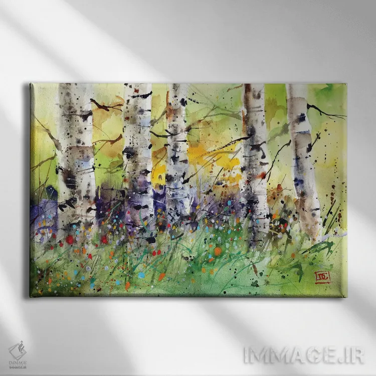 تابلو درختان بهاری اثر باور کراوزر - نمای روبهرو روی دیوار