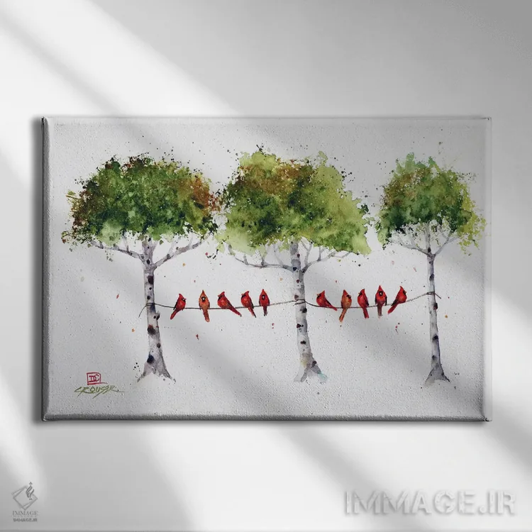 تابلو کارباورالها روی درختان اثر باور کراوزر - نمای روبهرو روی دیوار