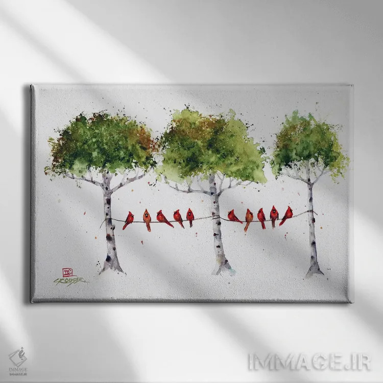 تابلو کارباورالها روی درختان اثر باور کراوزر - نمای روبهرو روی دیوار