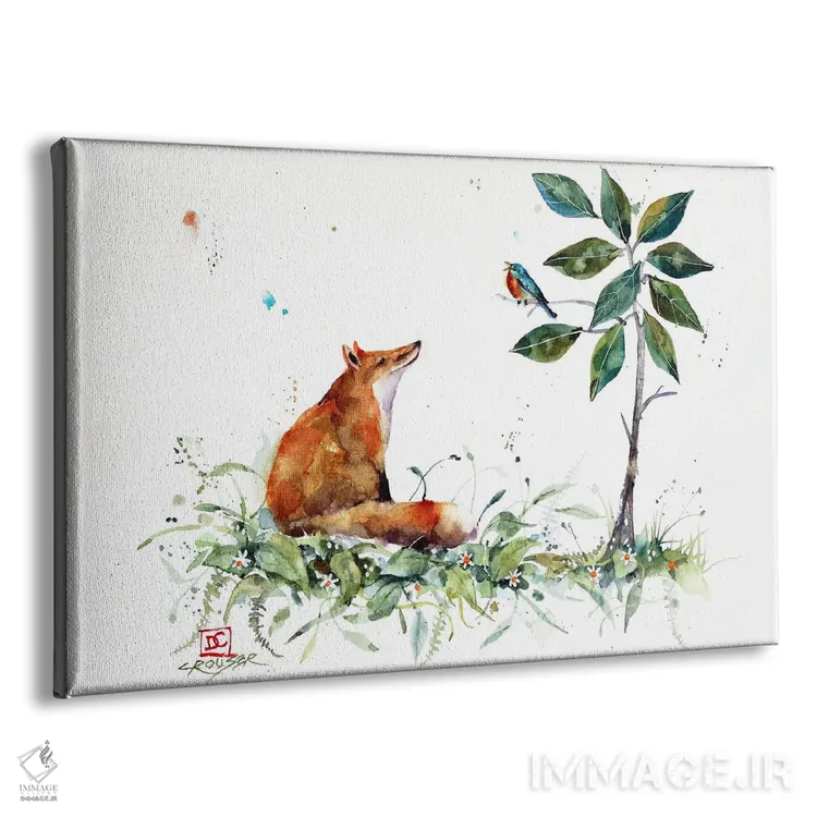 تابلو روباه و پرنده آبی اثر باور کراوزر - نمای پرسپکتیو محصول
