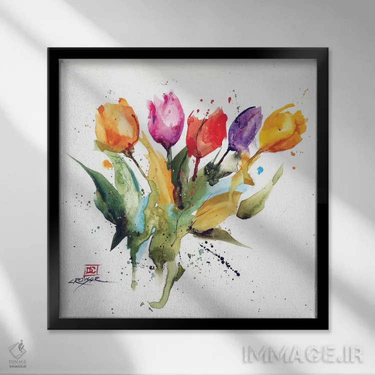 تابلو لالهها اثر باور کراوزر - نمای قابدار مشکی