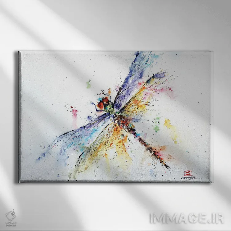 تابلو سنجاقک برکه اثر باور کراوزر - نمای روبهرو روی دیوار