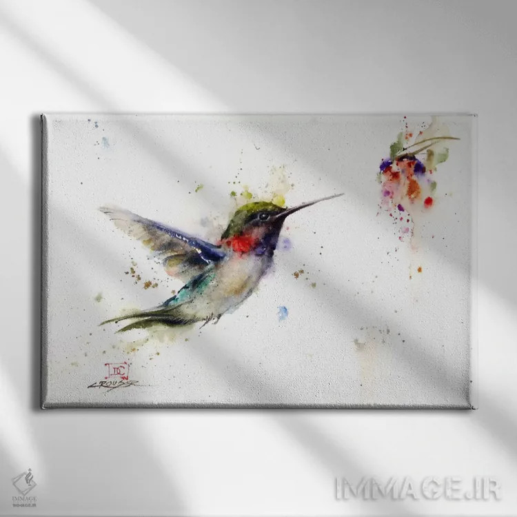 تابلو مرغ مگسخوار در لحظه اثر باور کراوزر - نمای روبهرو روی دیوار