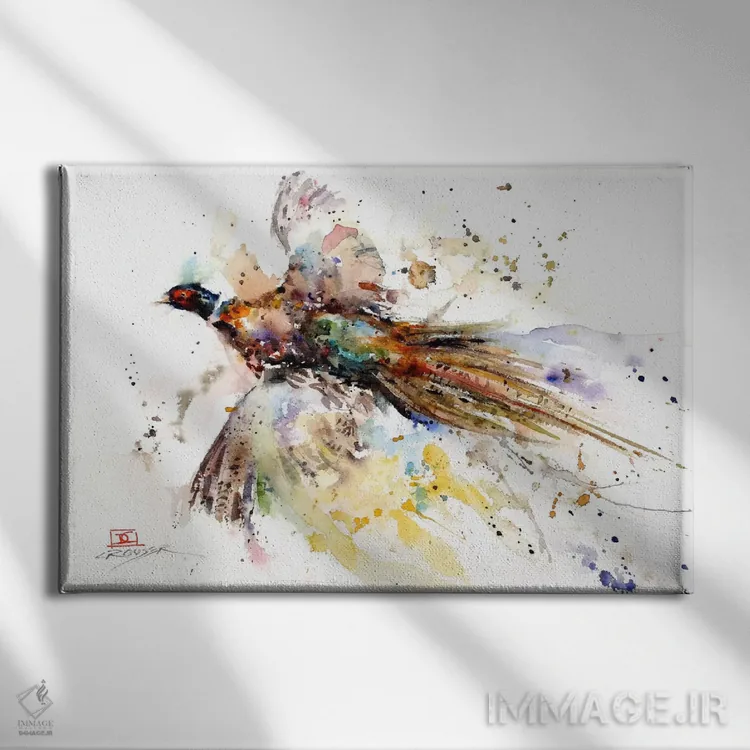 تابلو قرقاول رنگارنگ اثر باور کراوزر - نمای روبهرو روی دیوار