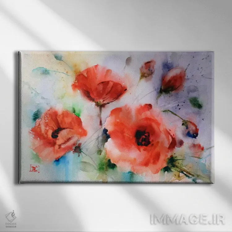 تابلو شقایقها اثر باور کراوزر - نمای روبهرو روی دیوار