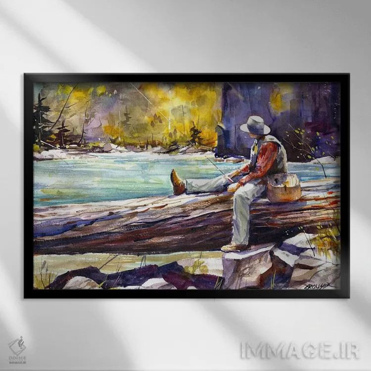تابلو زمان ماهیگیری اثر باور کراوزر - نمای قابدار مشکی