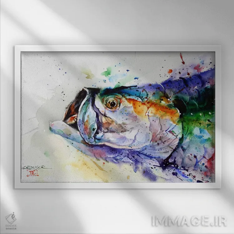 تابلو ماهی اثر باور کراوزر - نمای قابدار سفید