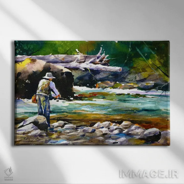 تابلو ماهیگیری اثر باور کراوزر - نمای روبهرو روی دیوار