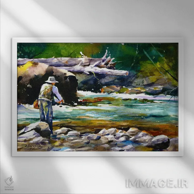 تابلو ماهیگیری اثر باور کراوزر - نمای قابدار سفید