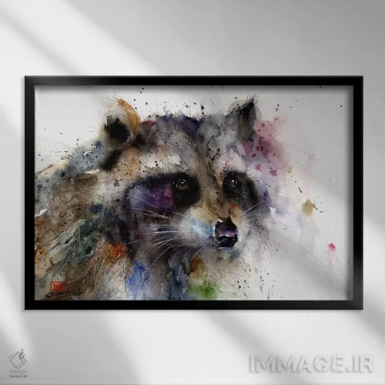 تابلو راکون (راسوی آمریکایی) اثر باور کراوزر - نمای قابدار مشکی