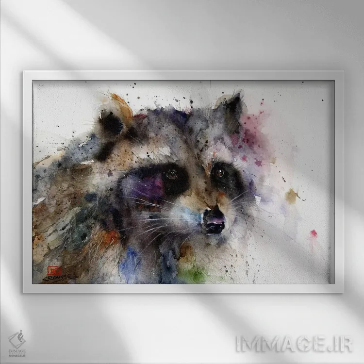 تابلو راکون (راسوی آمریکایی) اثر باور کراوزر - نمای قابدار سفید