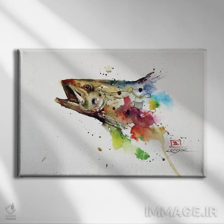 تابلو قزلآلای انتزاعی اثر باور کراوزر - نمای روبهرو روی دیوار