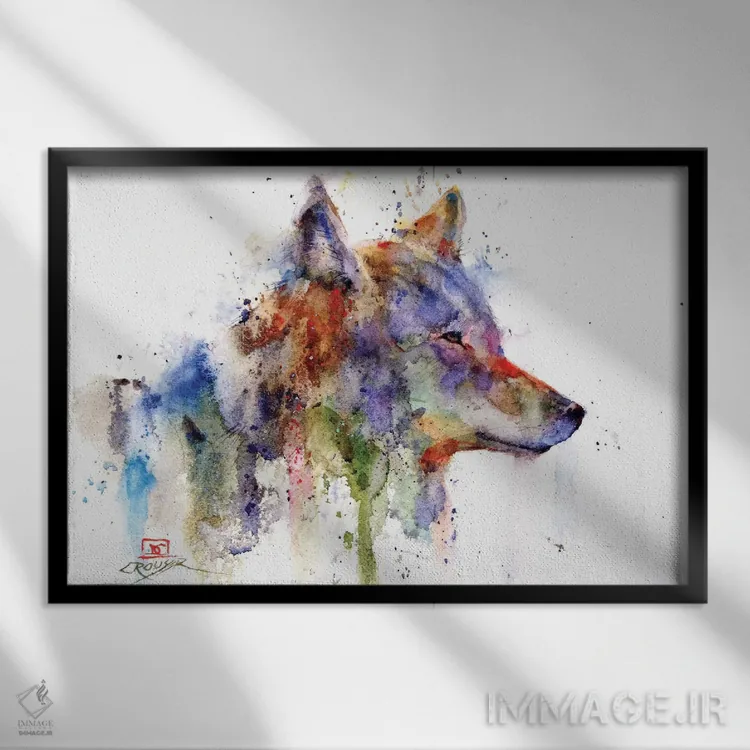 تابلو کایوت (گرگ بیابانی) اثر باور کراوزر - نمای قابدار مشکی