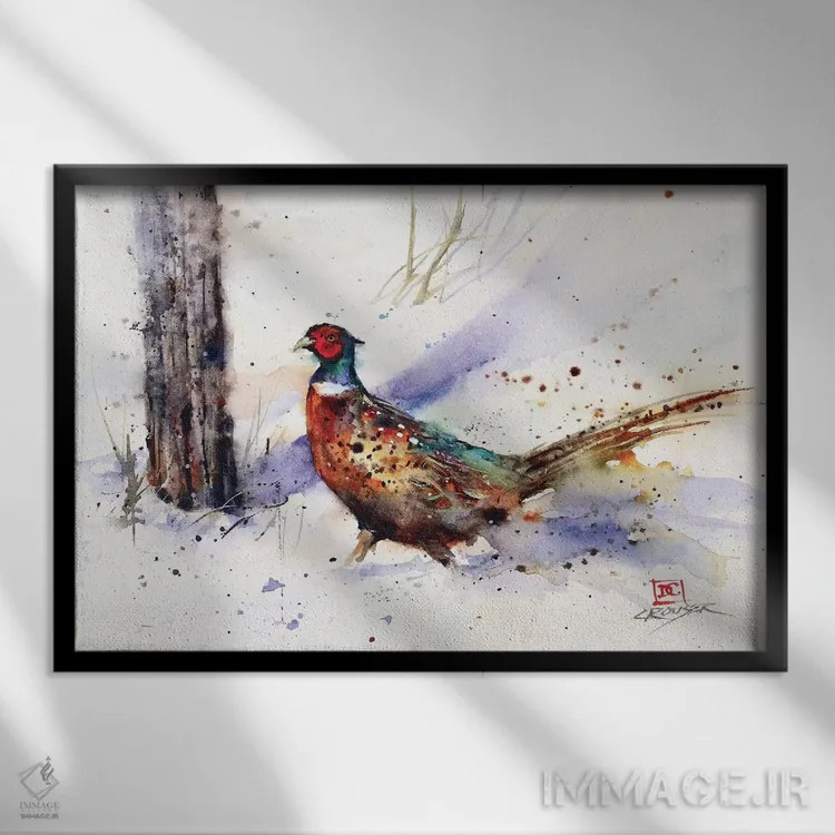 تابلو خروس بازگشت اثر باور کراوزر - نمای قابدار مشکی