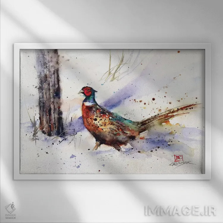 تابلو خروس بازگشت اثر باور کراوزر - نمای قابدار سفید