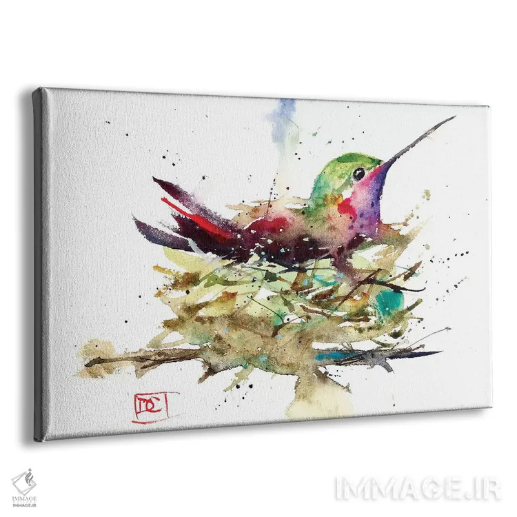 تابلو مرغ مگسخوار در لانه اثر باور کراوزر - نمای پرسپکتیو محصول