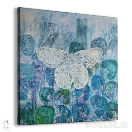 تابلو پروانه در آبی اثر دنیلا کارلتی - نمای پرسپکتیو محصول