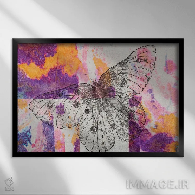 تابلو پرواز پروانه اثر دنیلا کارلتی - نمای قابدار مشکی