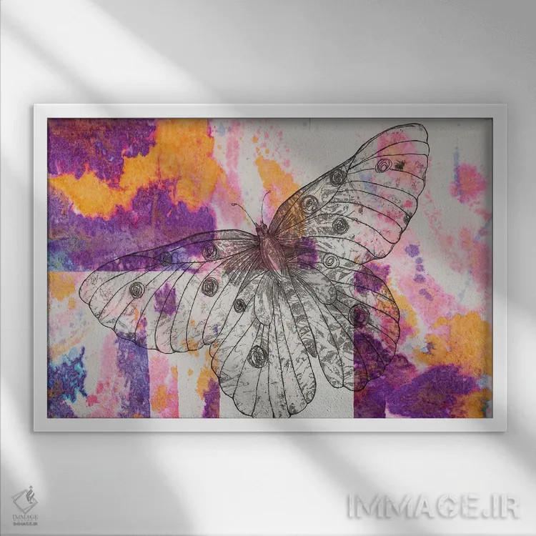 تابلو پرواز پروانه اثر دنیلا کارلتی - نمای قابدار سفید
