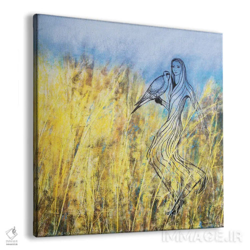تابلو بانویی و شاهین اثر دنیلا کارلتی - نمای پرسپکتیو محصول