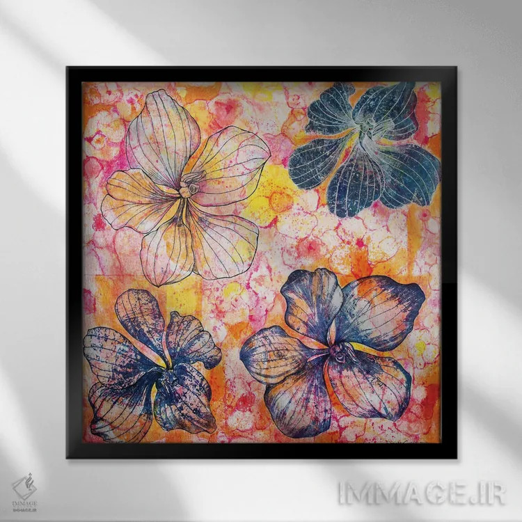 تابلو چهار ارکیده اثر دنیلا کارلتی - نمای قابدار مشکی