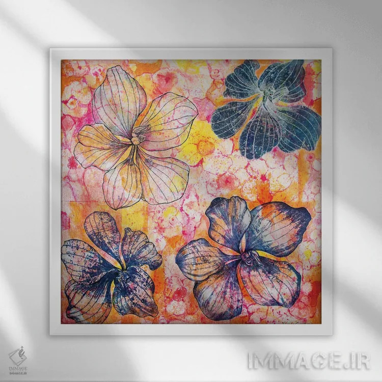 تابلو چهار ارکیده اثر دنیلا کارلتی - نمای قابدار سفید