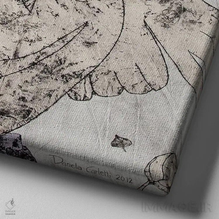 تابلو بوسه اثر دنیلا کارلتی - نمای نزدیک بافت بوم