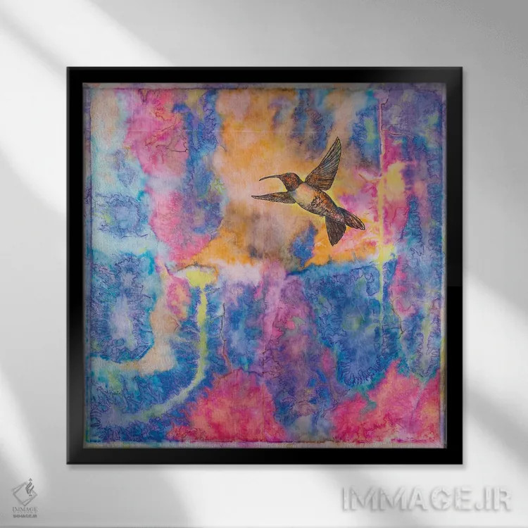 تابلو مرغ مگسخوار اثر دنیلا کارلتی - نمای قابدار مشکی