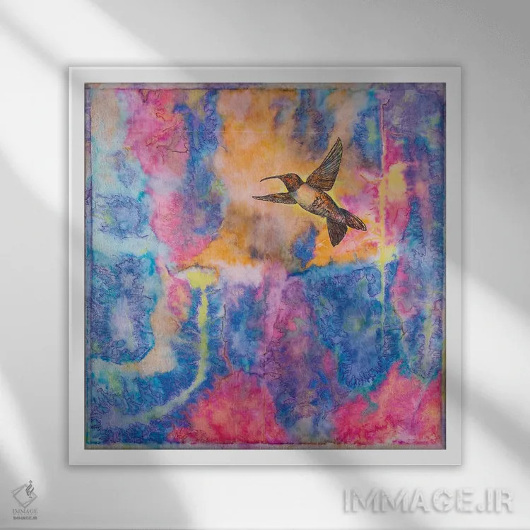 تابلو مرغ مگسخوار اثر دنیلا کارلتی - نمای قابدار سفید