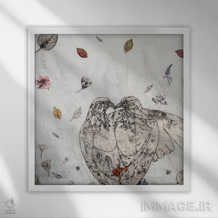 تابلو بوسه اثر دنیلا کارلتی - نمای قابدار سفید