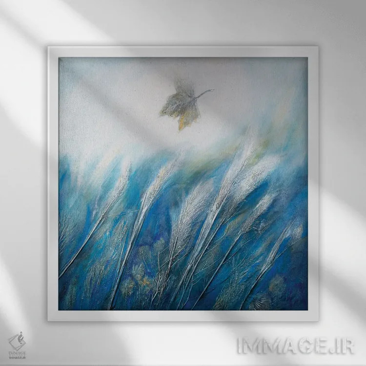 تابلو برگ در باد اثر دنیلا کارلتی - نمای قابدار سفید