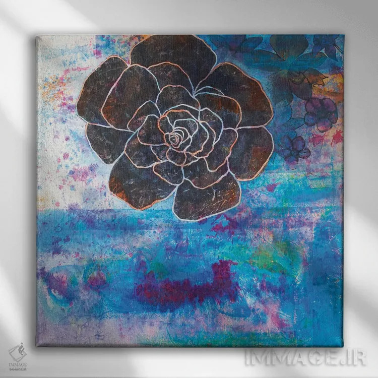 تابلو گل صدتومانی در چشمانداز I اثر دنیلا کارلتی - نمای روبهرو روی دیوار
