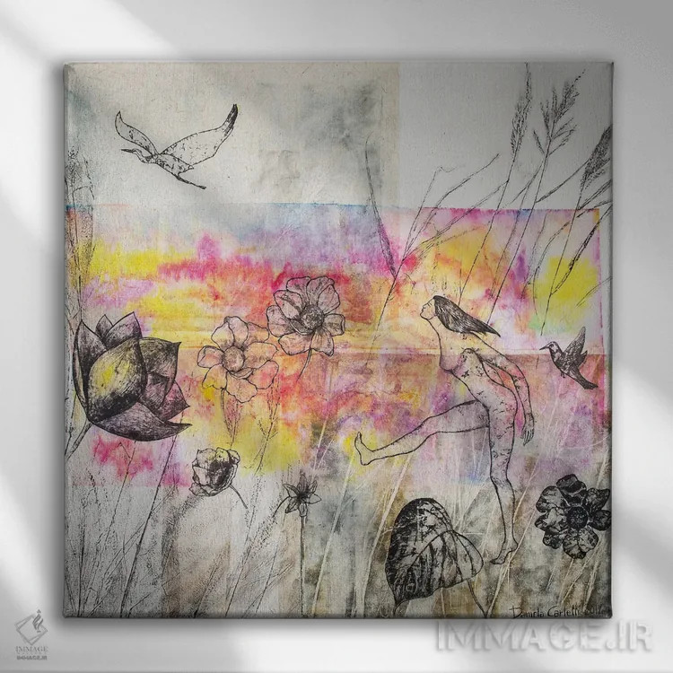 تابلو در مسیر حواصیلها اثر دنیلا کارلتی - نمای روبهرو روی دیوار