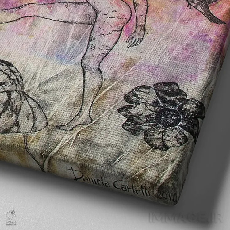 تابلو در مسیر حواصیلها اثر دنیلا کارلتی - نمای نزدیک بافت بوم