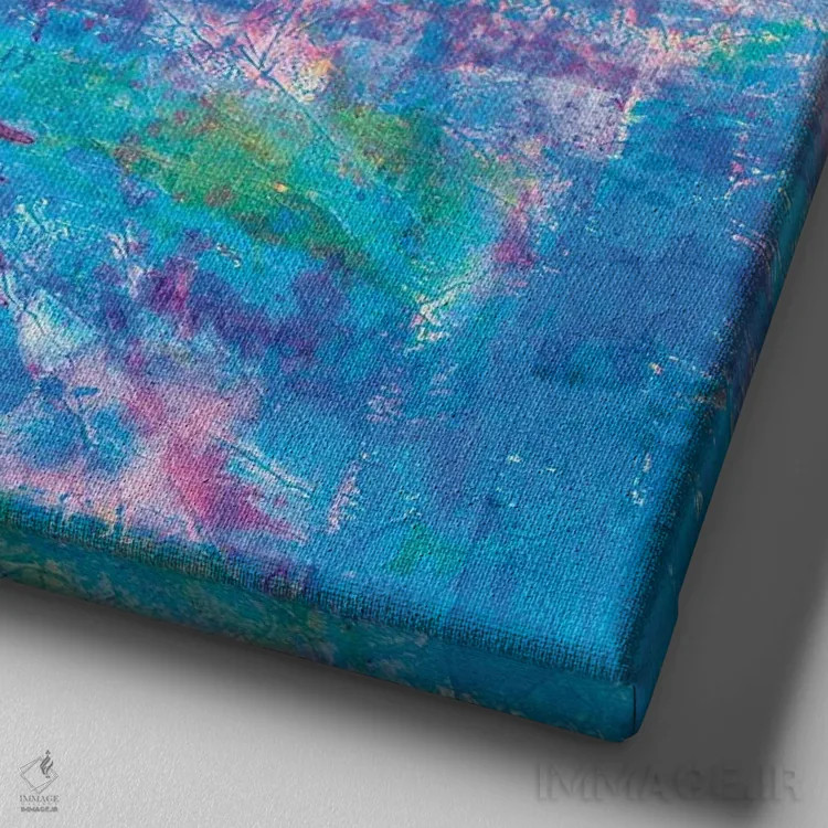 تابلو گل صدتومانی در چشمانداز I اثر دنیلا کارلتی - نمای نزدیک بافت بوم