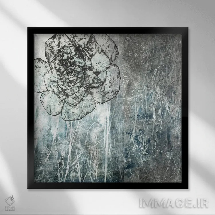 تابلو گل صدتومانی در چشمانداز II اثر دنیلا کارلتی - نمای قابدار مشکی