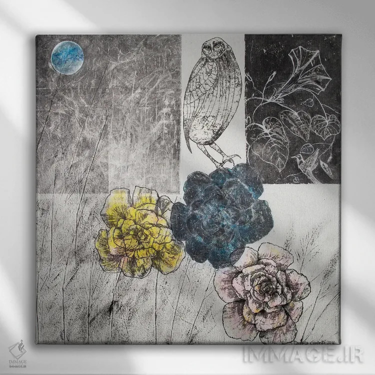 تابلو شب جغد کوتوله اثر دنیلا کارلتی - نمای روبهرو روی دیوار
