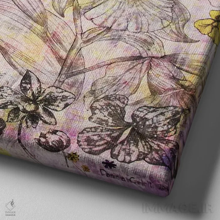 تابلو دعوت اثر دنیلا کارلتی - نمای نزدیک بافت بوم