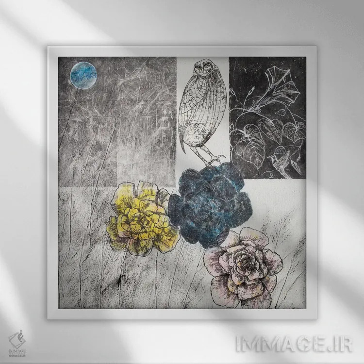 تابلو شب جغد کوتوله اثر دنیلا کارلتی - نمای قابدار سفید