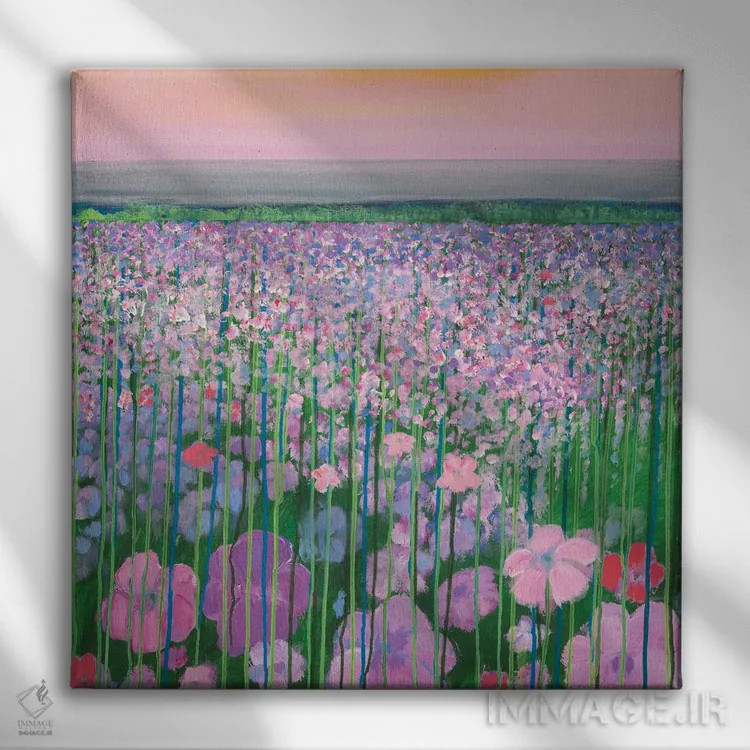 تابلو سپیدهدم صورتی اثر دنیلا کارلتی - نمای روبهرو روی دیوار