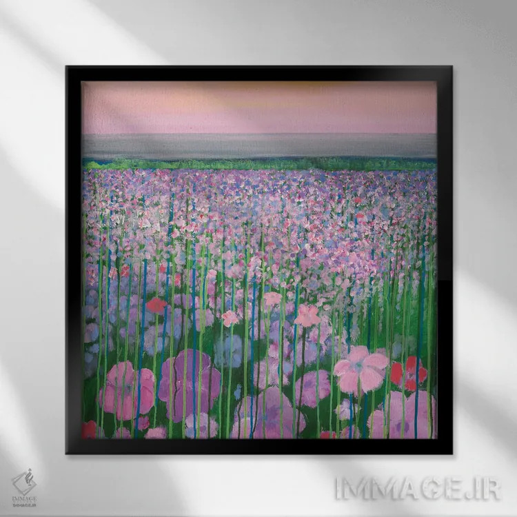 تابلو سپیدهدم صورتی اثر دنیلا کارلتی - نمای قابدار مشکی