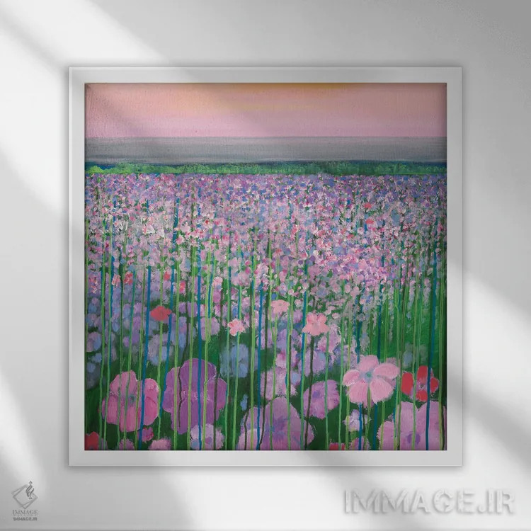 تابلو سپیدهدم صورتی اثر دنیلا کارلتی - نمای قابدار سفید