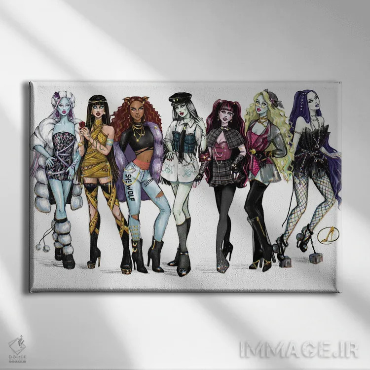 تابلو مانستر های (انیمیشن) اثر دانیلو سروویچ - نمای روبهرو روی دیوار