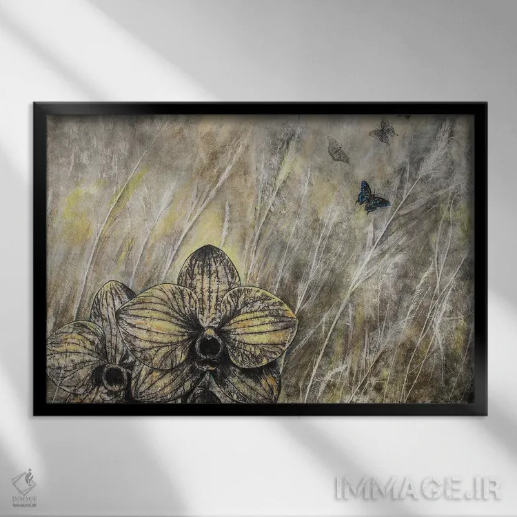تابلو مهاجرت پروانهها I اثر دنیلا کارلتی - نمای قابدار مشکی