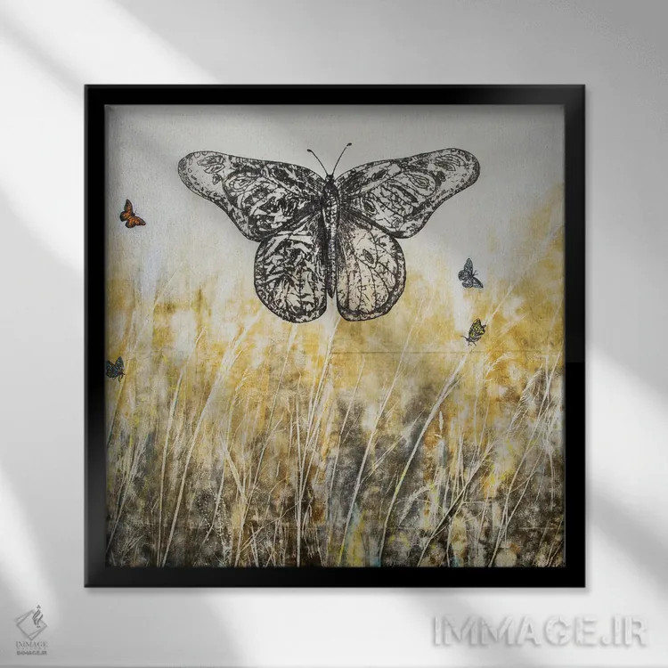 تابلو مهاجرت پروانهها II اثر دنیلا کارلتی - نمای قابدار مشکی