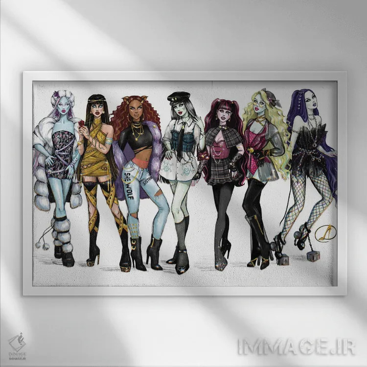 تابلو مانستر های (انیمیشن) اثر دانیلو سروویچ - نمای قابدار سفید